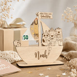 Taufschild Schiff aus Holz | Geldgeschenk für Kinder - LaserArt Germany