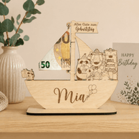Taufschild Schiff aus Holz | Geldgeschenk für Kinder - LaserArt Germany
