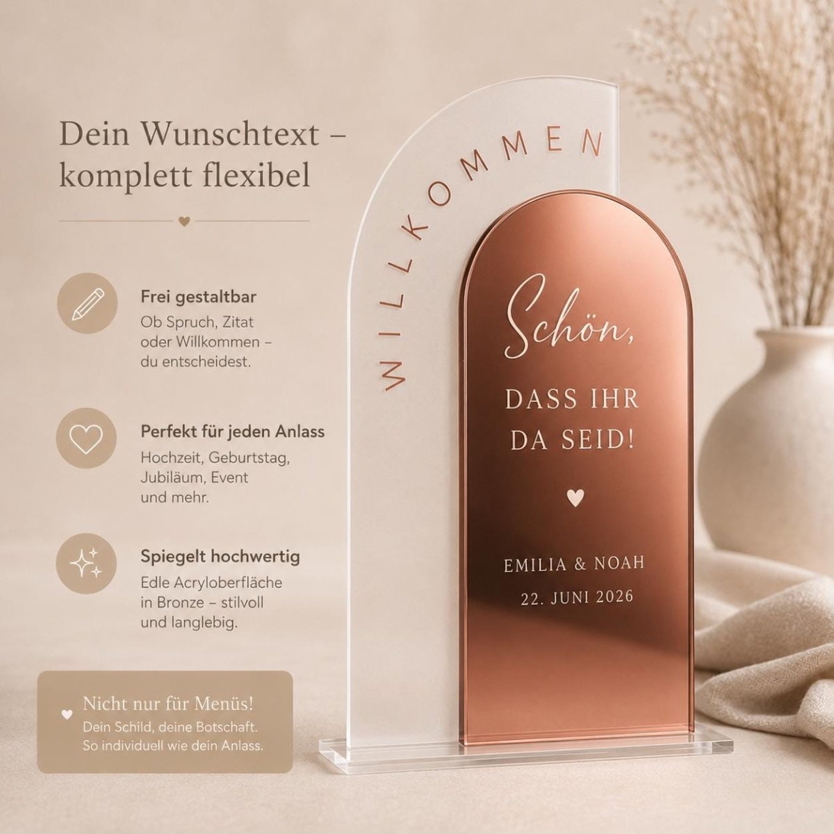 Tischnummern Hochzeit Acryl personalisiert – Anwendungsbeispiel als Sitzplan