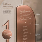 Tischnummern Hochzeit Acryl personalisiert – Detailaufnahme der Gravur