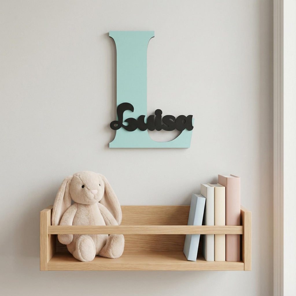 Türschild Kinderzimmer aus Holz personalisiert – Name, 20+ Farben, 12 Schriftarten - LaserArt Germany