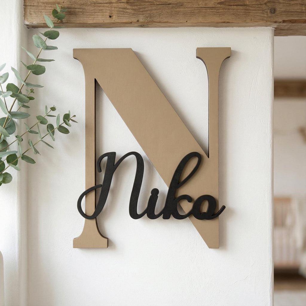 Türschild Kinderzimmer aus Holz personalisiert – Name, 20+ Farben, 12 Schriftarten - LaserArt Germany