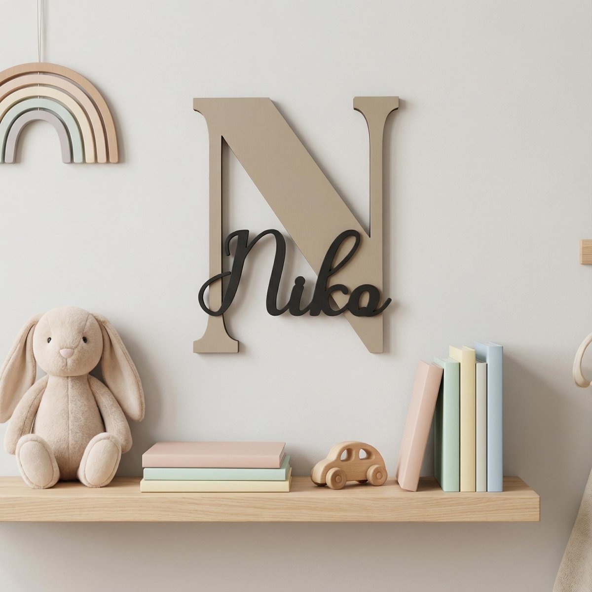 Türschild Kinderzimmer aus Holz personalisiert – Name, 20+ Farben, 12 Schriftarten - LaserArt Germany