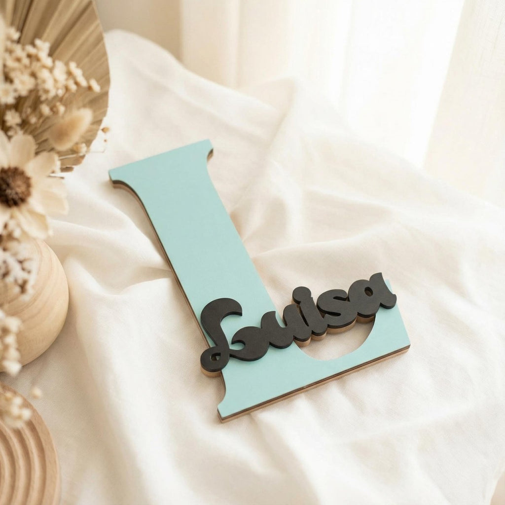 Türschild Kinderzimmer aus Holz personalisiert – Name, 20+ Farben, 12 Schriftarten - LaserArt Germany