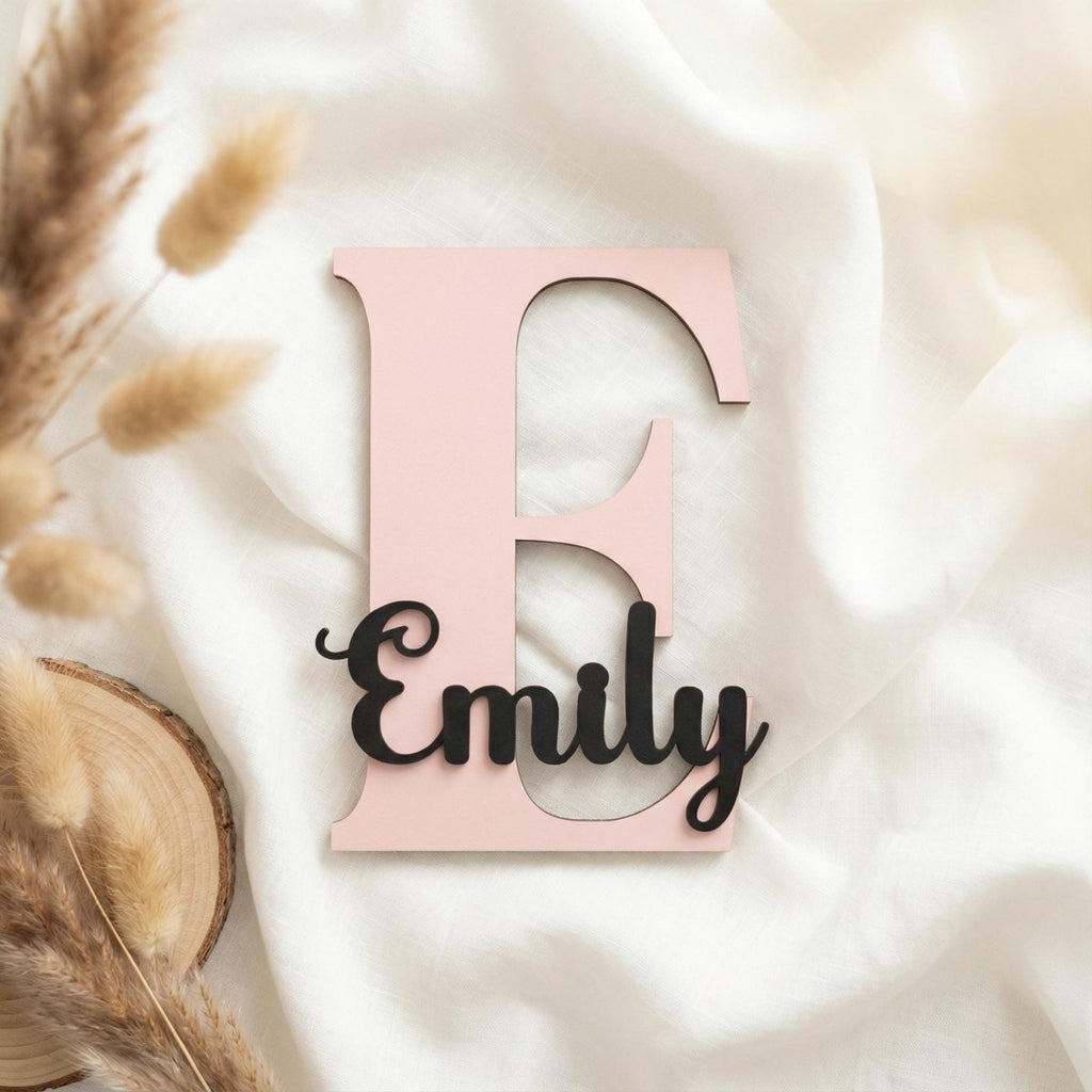 Türschild Kinderzimmer aus Holz personalisiert – Name, 20+ Farben, 12 Schriftarten - LaserArt Germany