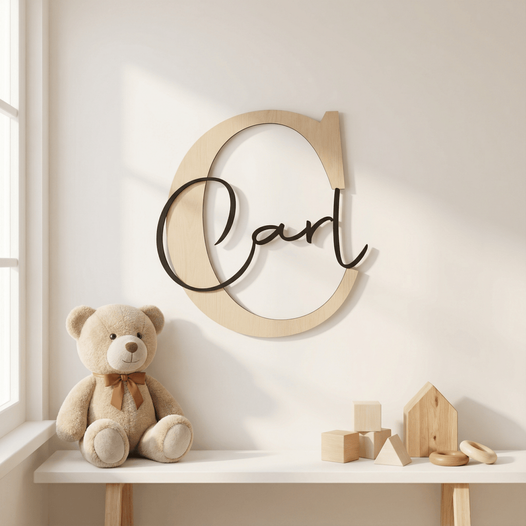 Türschild Kinderzimmer | Namensschild aus Holz - LaserArt Germany