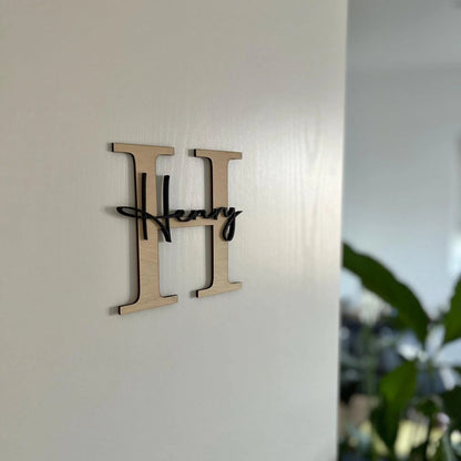 Türschild Kinderzimmer | Namensschild aus Holz - LaserArt Germany