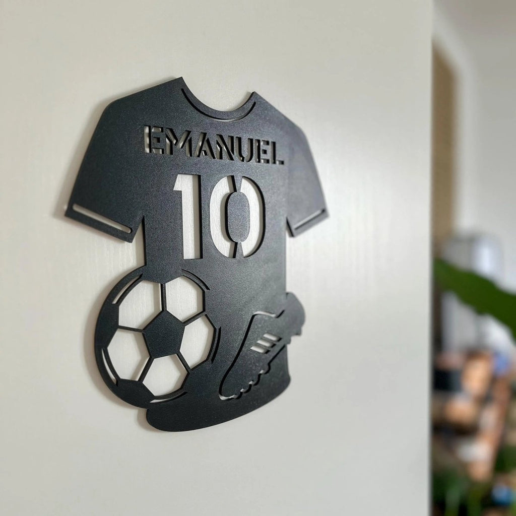 Türschild personalisiert | Sport Namensschild Holz - LaserArt Germany
