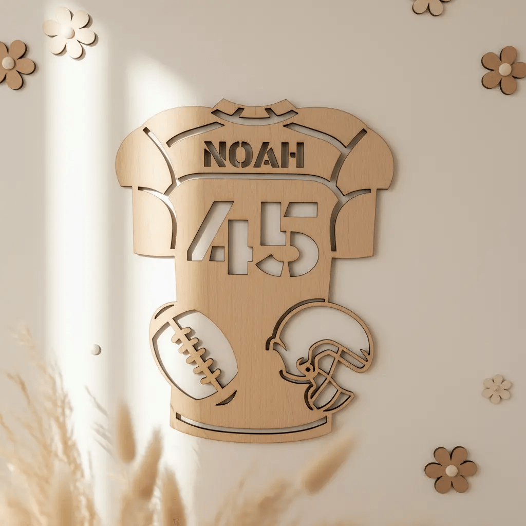 Türschild personalisiert | Sport Namensschild Holz - LaserArt Germany