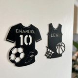 Türschild personalisiert | Sport Namensschild Holz - LaserArt Germany