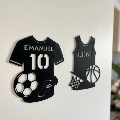 Türschild personalisiert | Sport Namensschild Holz - LaserArt Germany