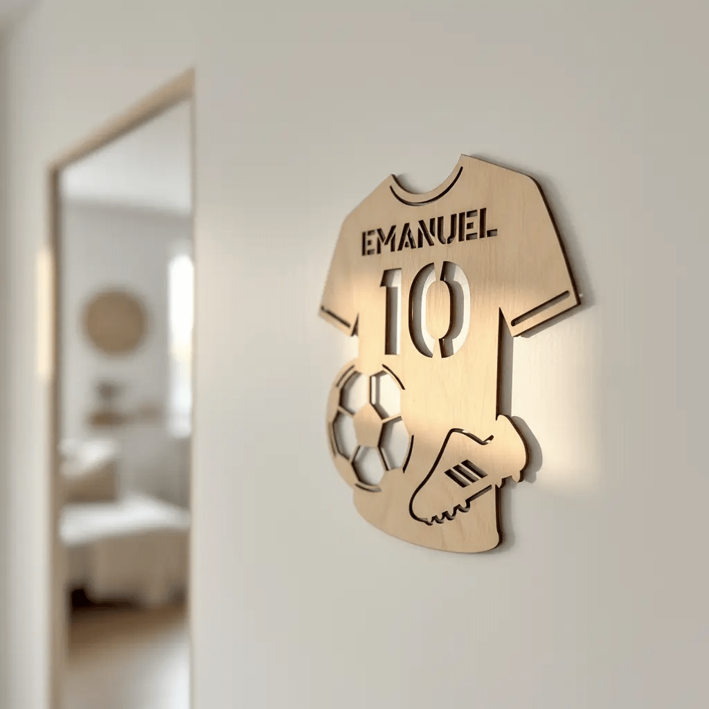Türschild personalisiert | Sport Namensschild Holz - LaserArt Germany