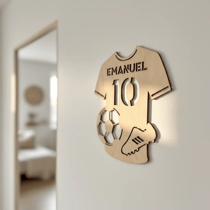 Türschild personalisiert | Sport Namensschild Holz - LaserArt Germany