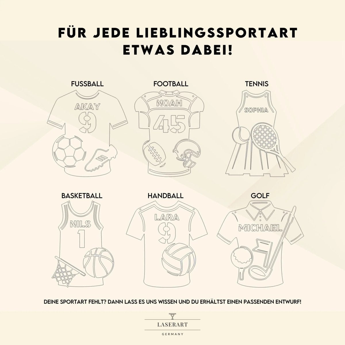 Türschild personalisiert | Sport Namensschild Holz - LaserArt Germany