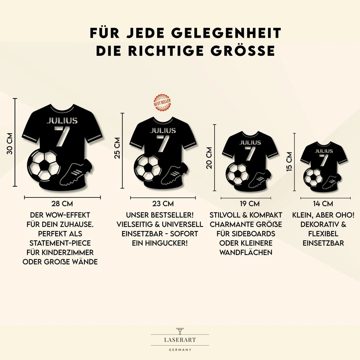 Türschild personalisiert | Sport Namensschild Holz - LaserArt Germany