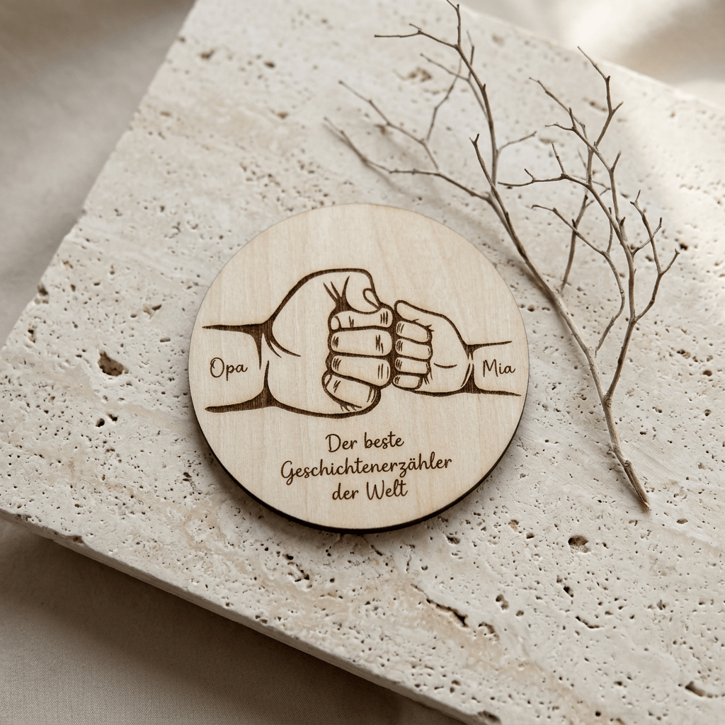 Vatertagsgeschenk Papa & Kids aus Holz Hand in Hand – Hauptansicht