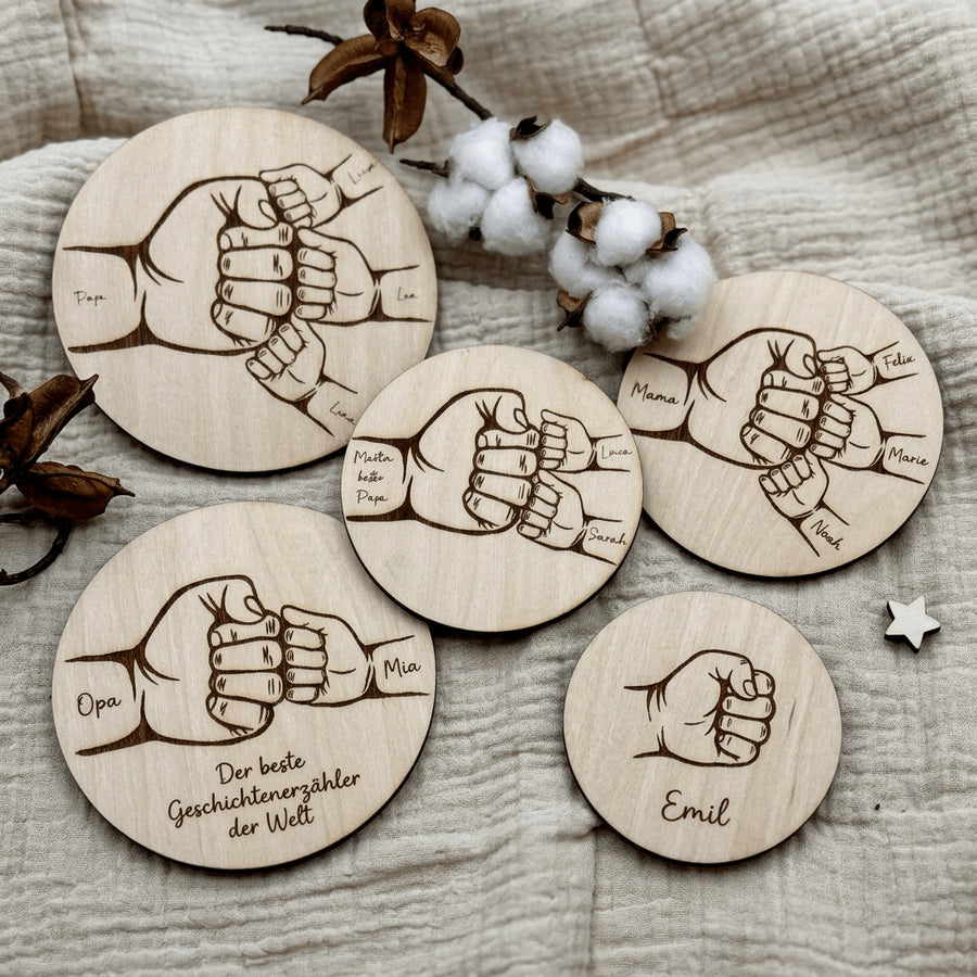 Vatertagsgeschenk Papa & Kids aus Holz | Hand in Hand - LaserArt Germany