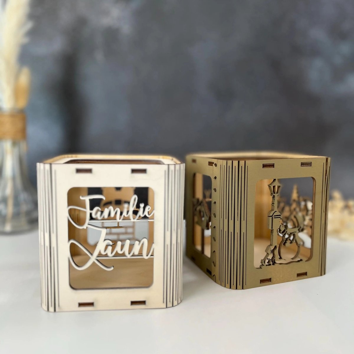 Windlicht personalisiert für Familie und Freunde zu Weihnachten - LaserArt Germany
