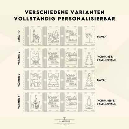 Windlicht personalisiert für Familie und Freunde zu Weihnachten - LaserArt Germany